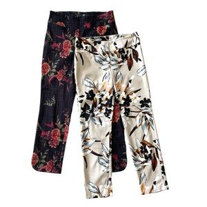 🇨🇦 Up! Set of 2 Floral Stretch Body Shaping Tummy Control Ankle Pants 8 Academia